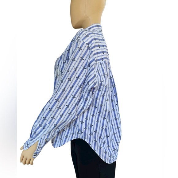 Vintage Dockers Women's Blue Striped Button Down Shirt - Picture 6 of 12